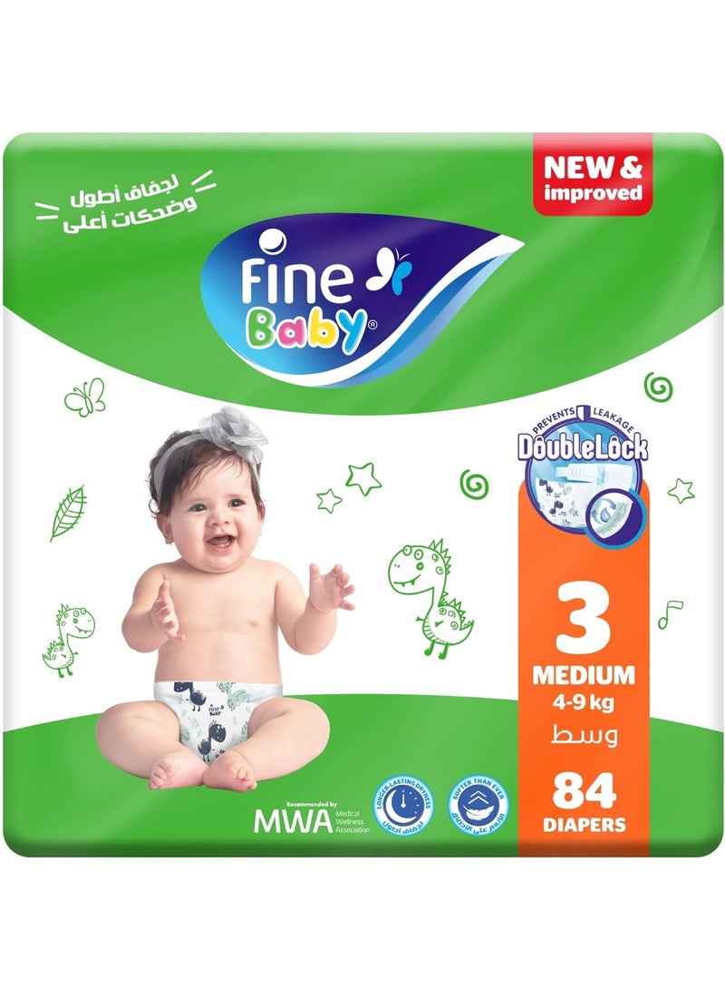 Fine Baby Diapers, Size 3, Medium, 4-9 kg, 84 Diaper - Image 1